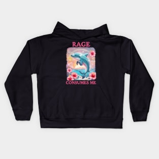 rage consumes me - unisex t shirt, funny dolphin meme t shirt, silly t shirt, weird Kids Hoodie